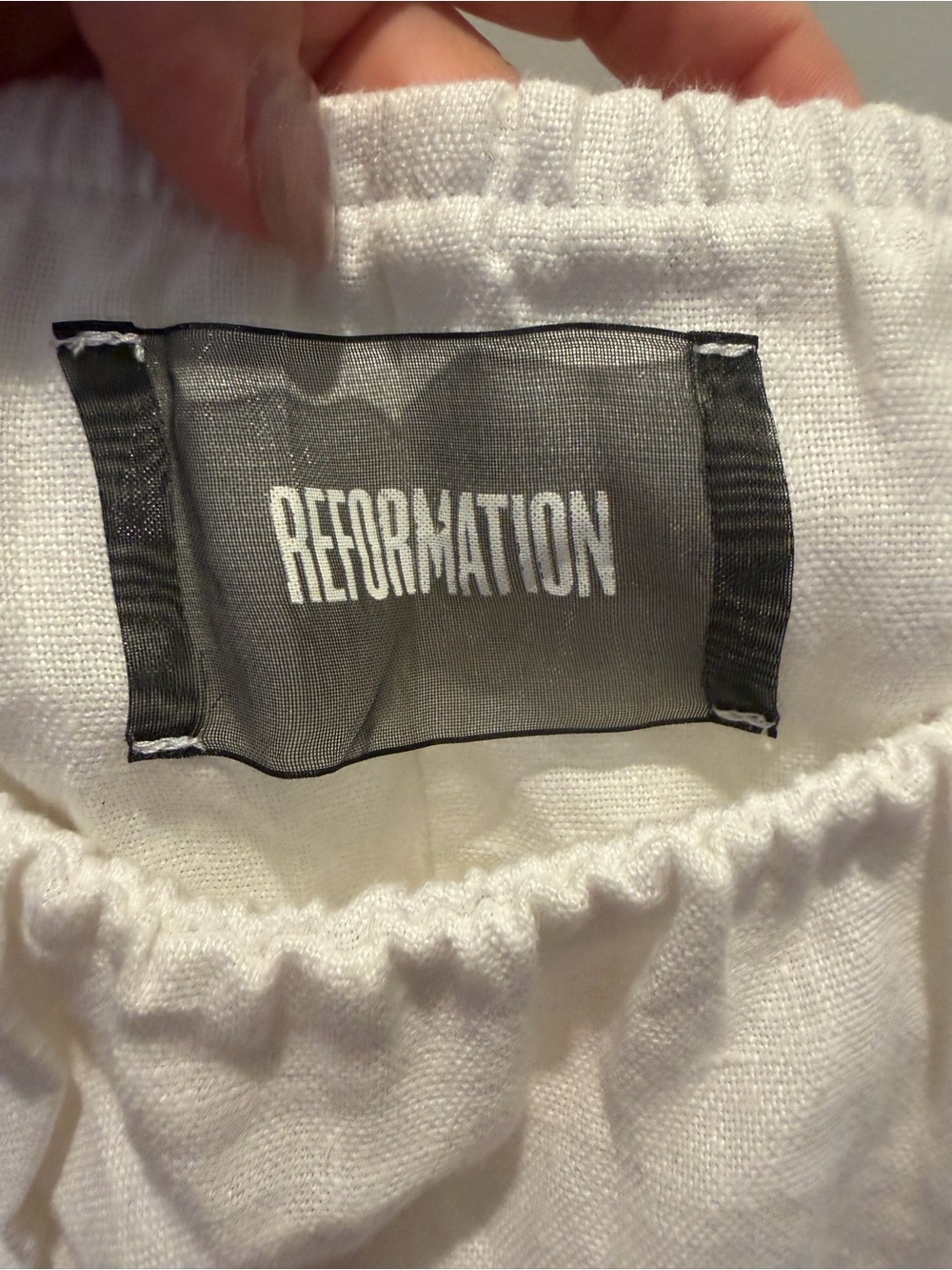 Reformation Cream Off-Shoulder Tie-Strap Linen-Material Blouse - Picture 3 of 6